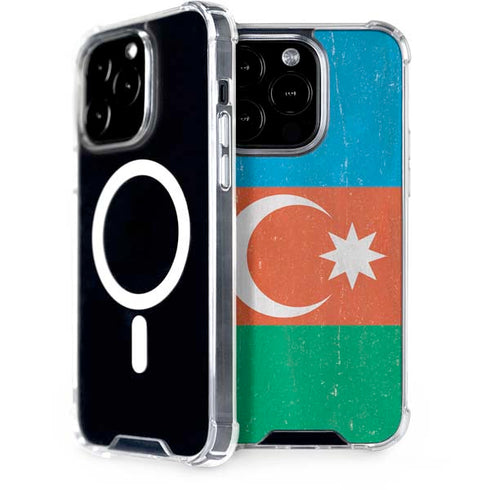 Azerbaijan Flag Distressed iPhone 14 Pro MagSafe Case